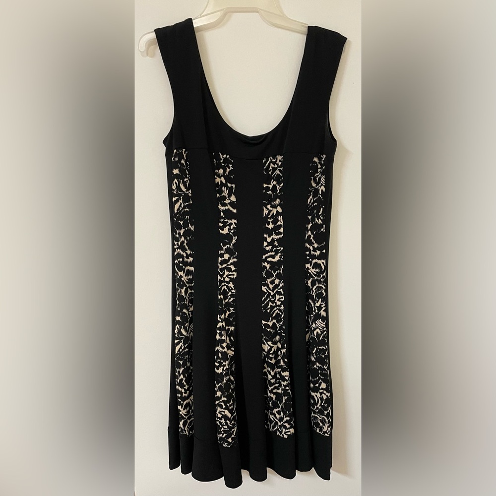 Black and Cream Sleeveless Dress